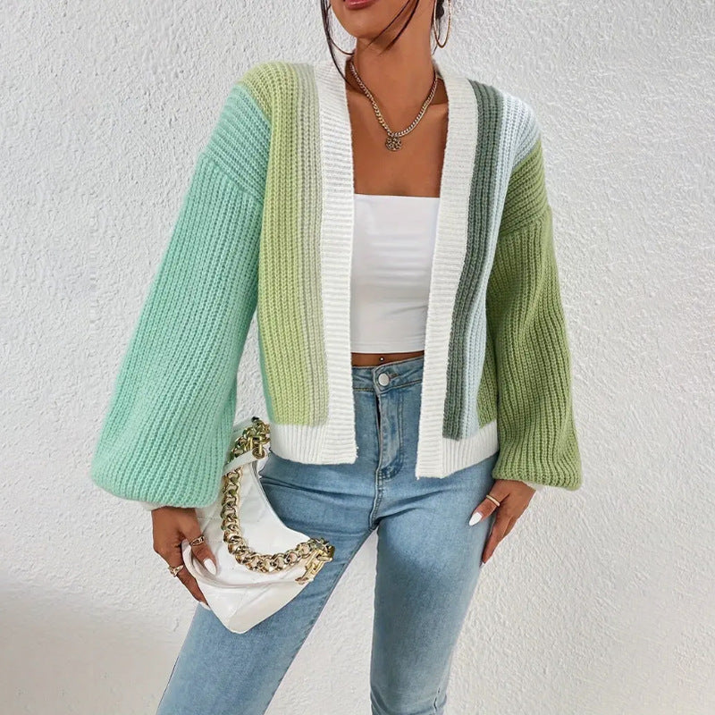 Damen Strickjacke mit buntem Blockdesign und lässigem Schnitt Drune