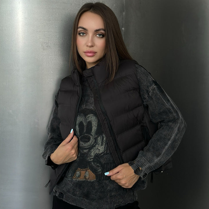 Damen Oversized Sweatshirt mit kreativem Disney-Motiv und modischen Lochdetails Drune