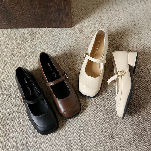 Damen Elegante Mary Janes mit modischem Riemen und komfortablem Blockabsatz Drune