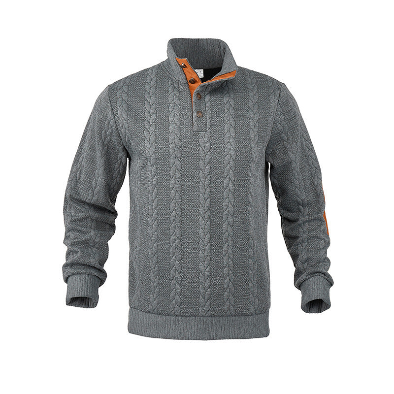 Herren modischer Strickpullover mit Stehkragen und kontrastierenden Akzenten Drune