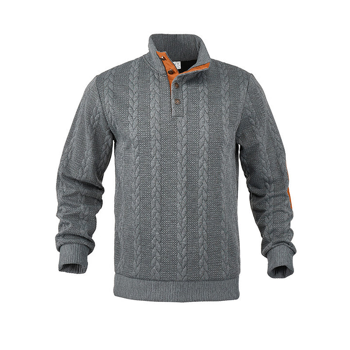 Herren modischer Strickpullover mit Stehkragen und kontrastierenden Akzenten Drune