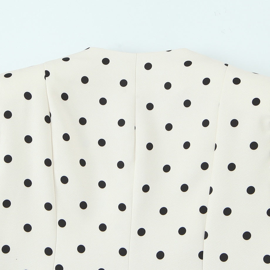 Damenbluse mit voluminösen Ärmeln und Polka-Dot-Muster Drune