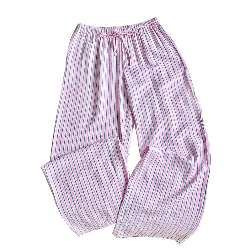 Damen bequeme Sommerhose mit gestreiftem Design und elastischem Bund Drune