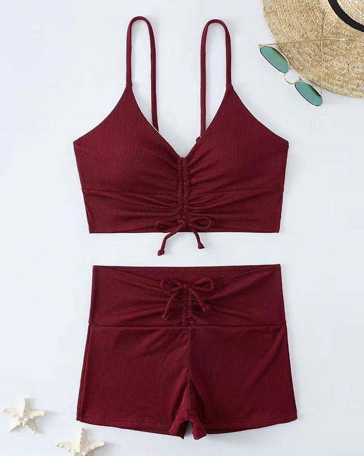Damen Bikini mit floralem Rüschendesign und verstellbaren Trägern Drune