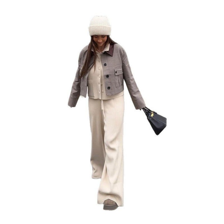 Damen elegante Karo-Jacke Drune