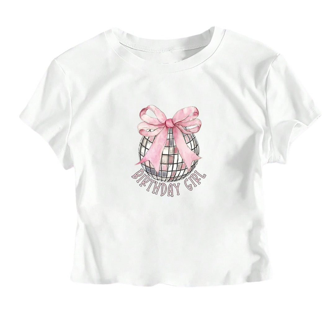 Damen Crop-T-Shirt mit festlichem Geburtstagsthema Drune