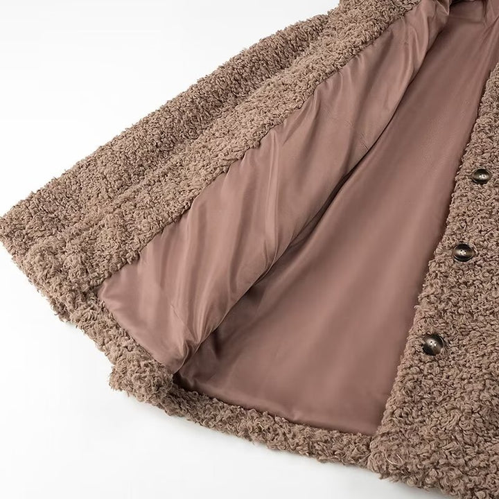 Damen kuschelige Fleecejacke mit Knopfverschluss und hohen Kragen Drune
