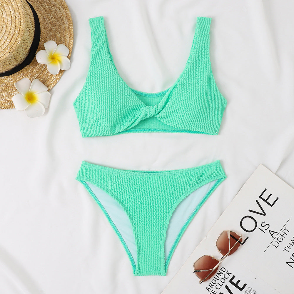 Damen Bikini-Set mit Twist-Design und hohem Taillenbund Drune
