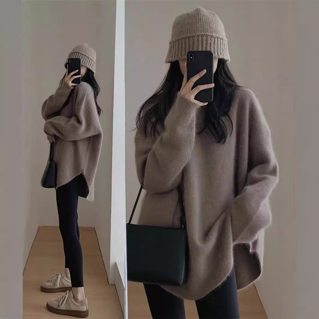 Damen Oversized Weicher Strickpullover Drune