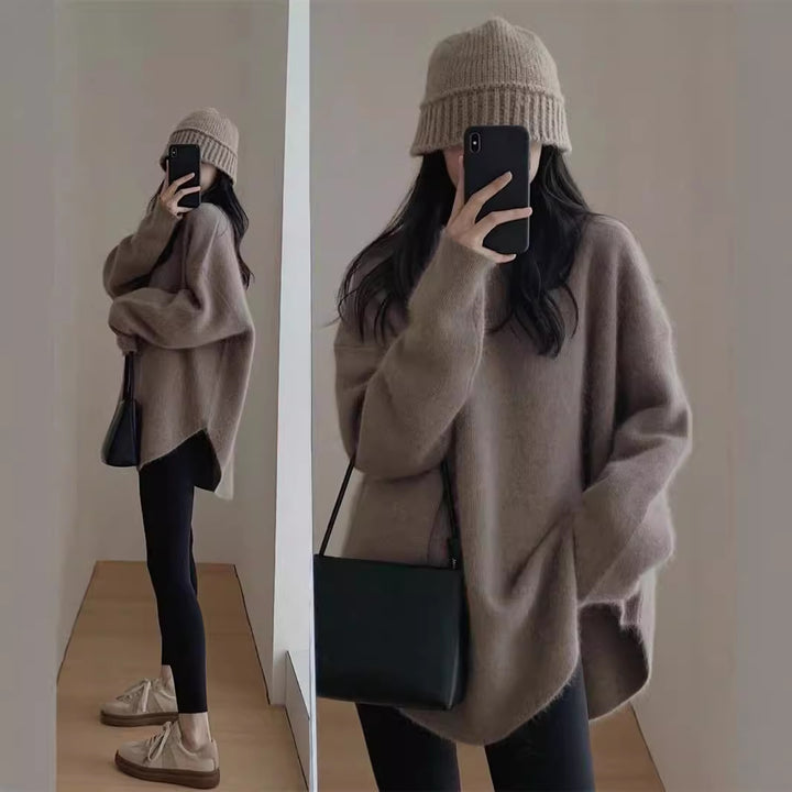 Damen Oversized Weicher Strickpullover Drune