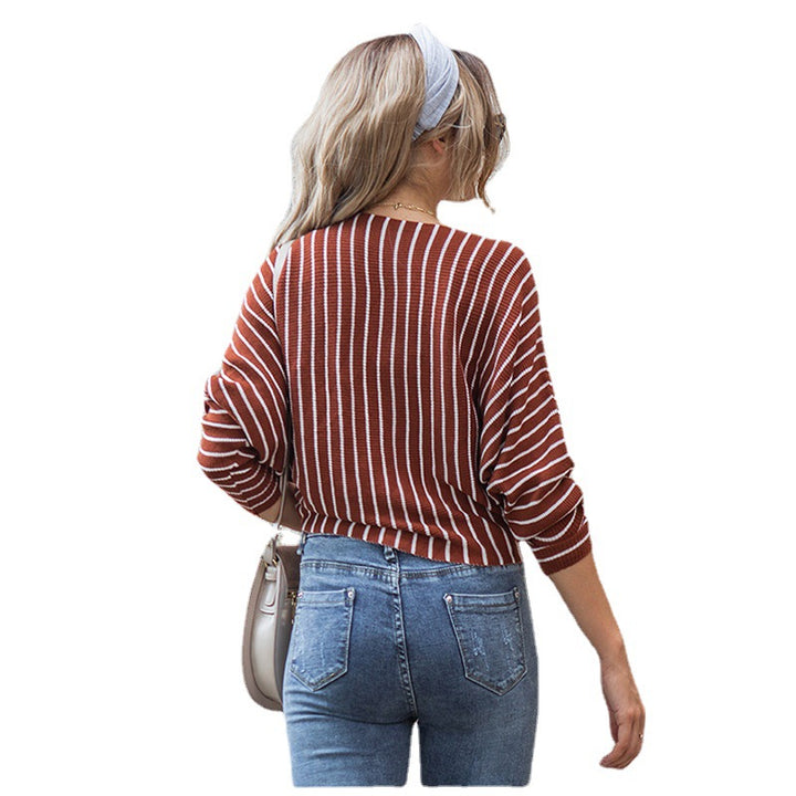 Damen Strickpullover mit geometrischem Rippdesign und trendigen Streifen Drune