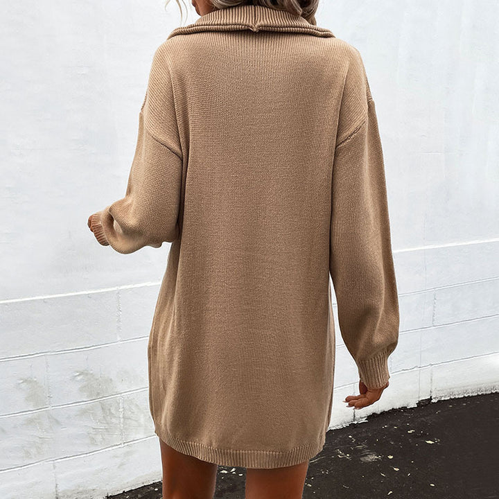 Damen Strickkleid mit hochgeschlossener Knopfleiste und lässigem Schnitt Drune