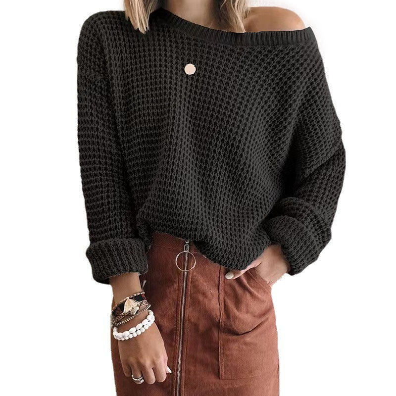 Damen Strickpullover im lässigen Oversize-Style mit schulterfreiem Design Drune