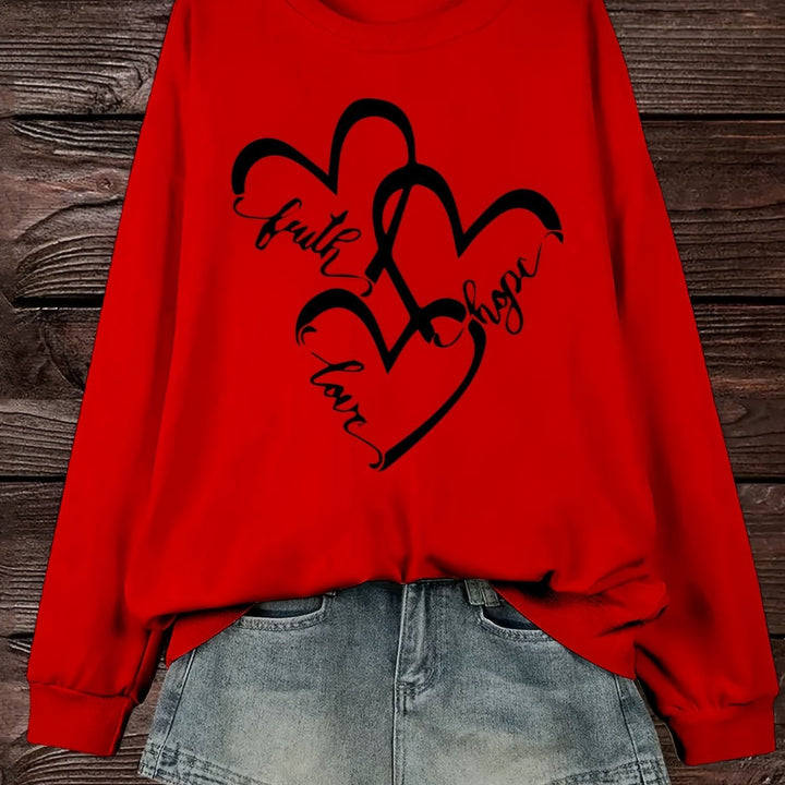 Damen Sweatshirt mit romantischem Herzmotiv und inspirierendem Aufdruck Drune