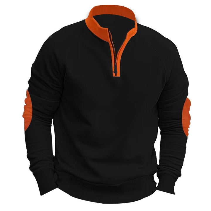 Herren sportlicher Pullover mit Viertelreißverschluss und stylischen Kontrastärmel Drune