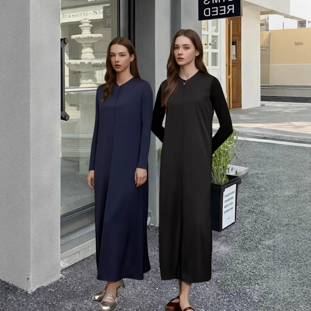 Damen Elegantes Langarm-Maxikleid mit schmeichelndem Schnitt und zeitlosem Design Drune