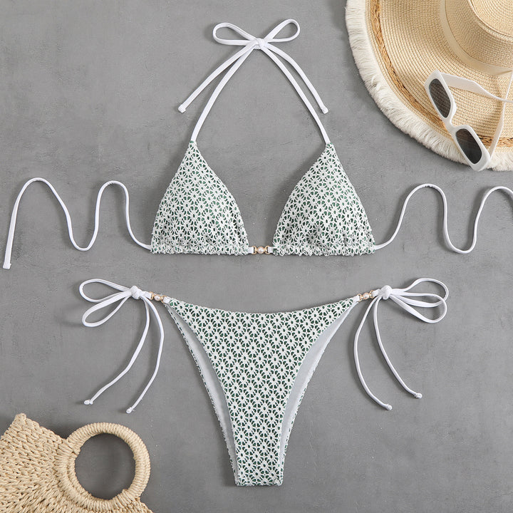 Damen Triangel-Bikini-Set mit verstellbaren Trägern und elegantem Mustermix Drune