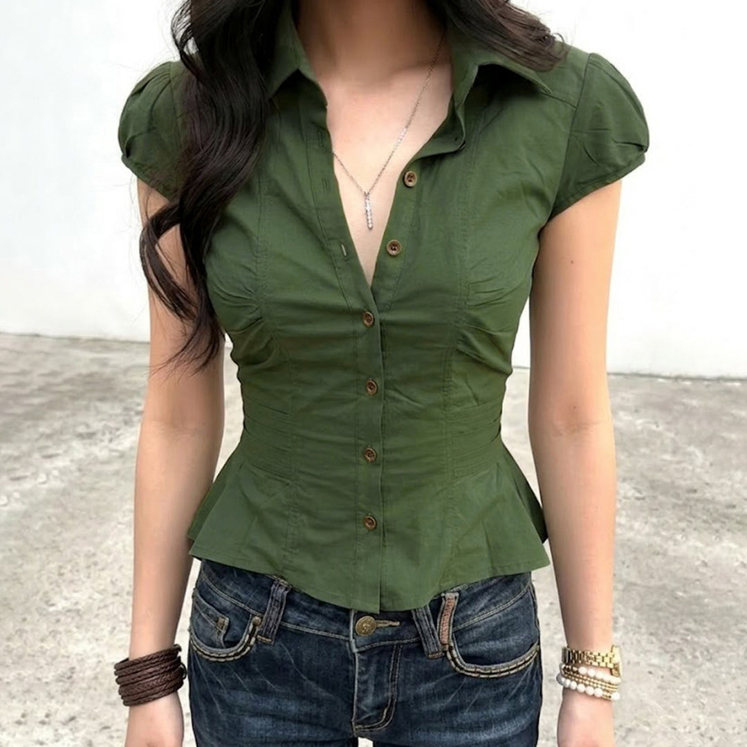 Damen Blusenshirt mit eleganten Puffärmeln Drune