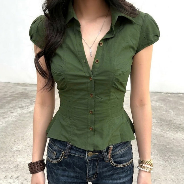 Damen Blusenshirt mit eleganten Puffärmeln Drune