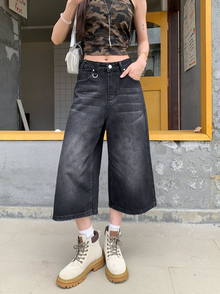 Damen Weite Denim-Culotte im modischen Urban-Look mit lässigem Schnitt Drune