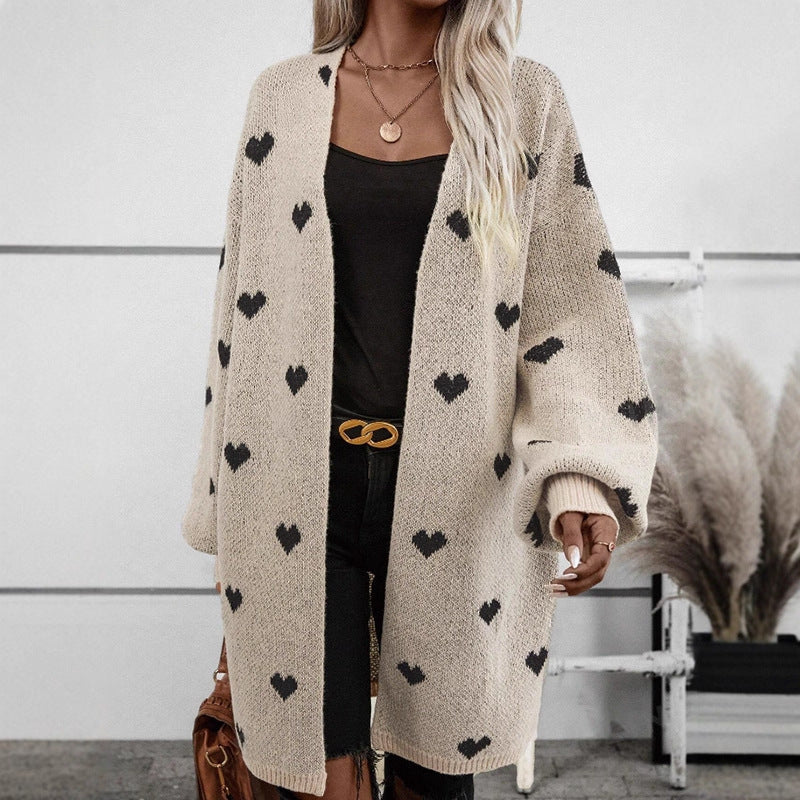 Damen Strickjacke mit Herzmuster und lässiger Passform Drune