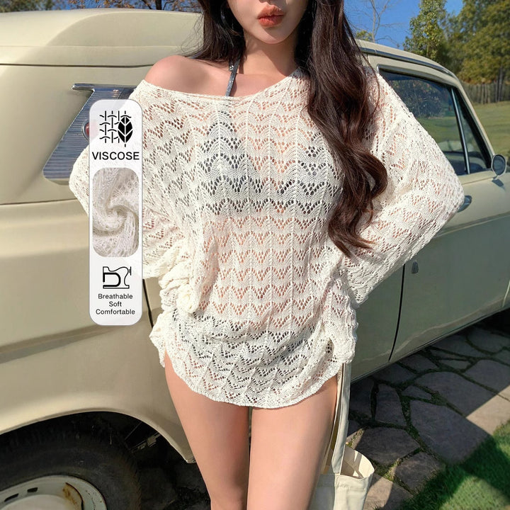 Damen luftiges Häkeloberteil Drune