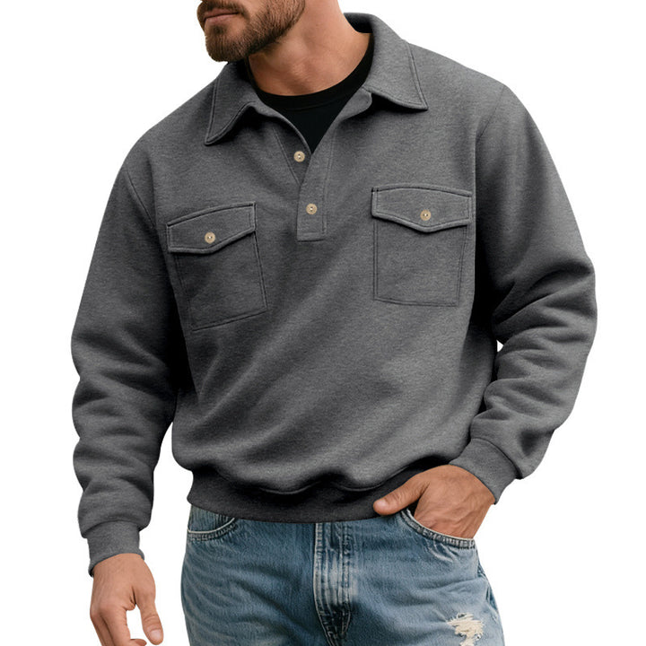 Herren lässiger Pullover mit praktischen Pattentaschen Drune