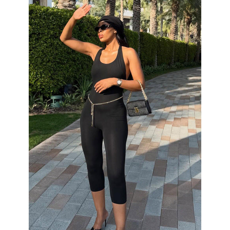 Damen Eleganter und figurbetonter Jumpsuit mit hochgeschlossenem Kragen Drune