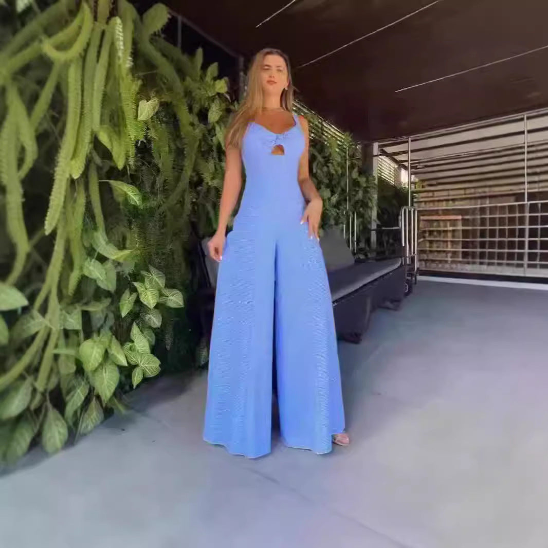 Damen Eleganter Jumpsuit mit dekorativem Schlitz und weitem Bein Drune