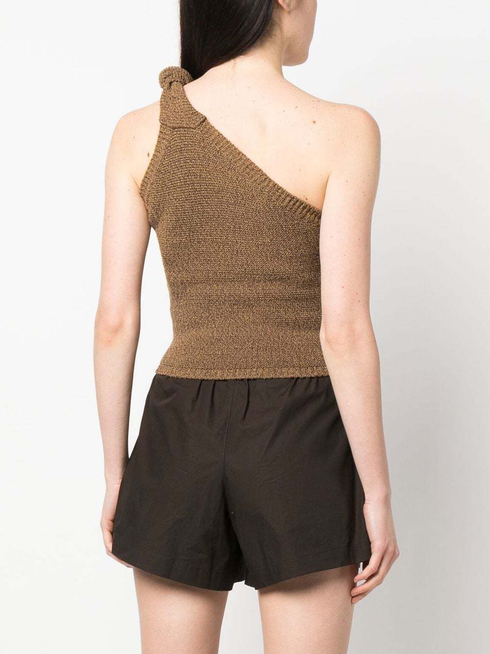 Damen asymmetrisches Strickoberteil mit dekorativem Knoten Drune