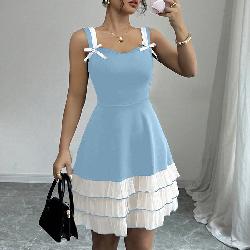 Damen Sommerkleid mit Rüschen und dekorativen Trägern Drune