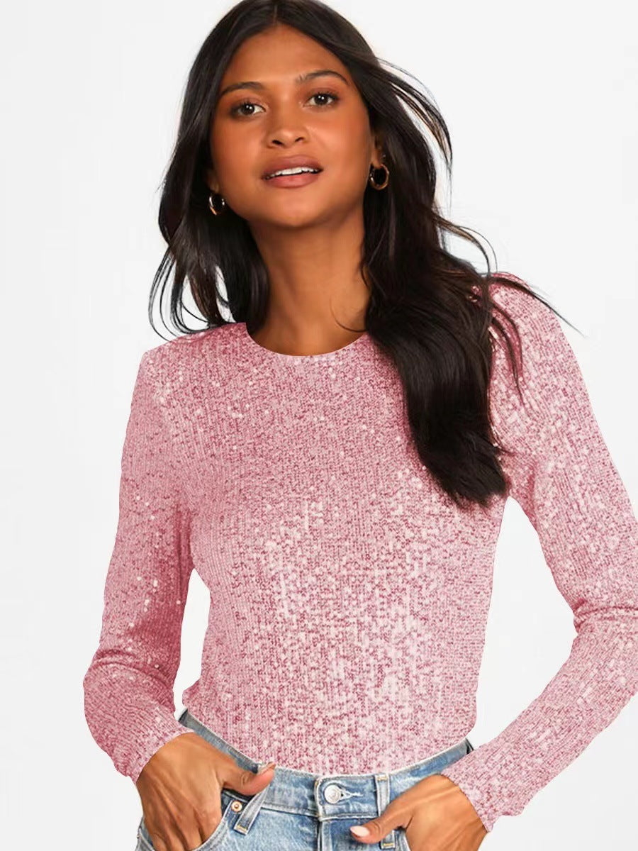 Damen Glitzernder Body mit langen Ärmeln und elegantem Design Drune