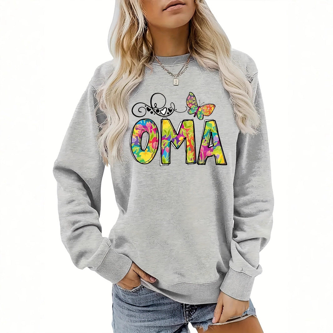 Damen Sweatshirt mit kreativem botanischem Aufdruck Drune