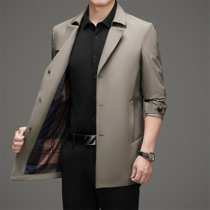 Herren Trenchcoat mit modischem Schnitt und funktionalen Taschen Drune