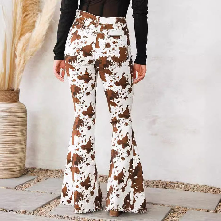 Damen Bootcut-Jeans im modernen Cowprint-Design Drune