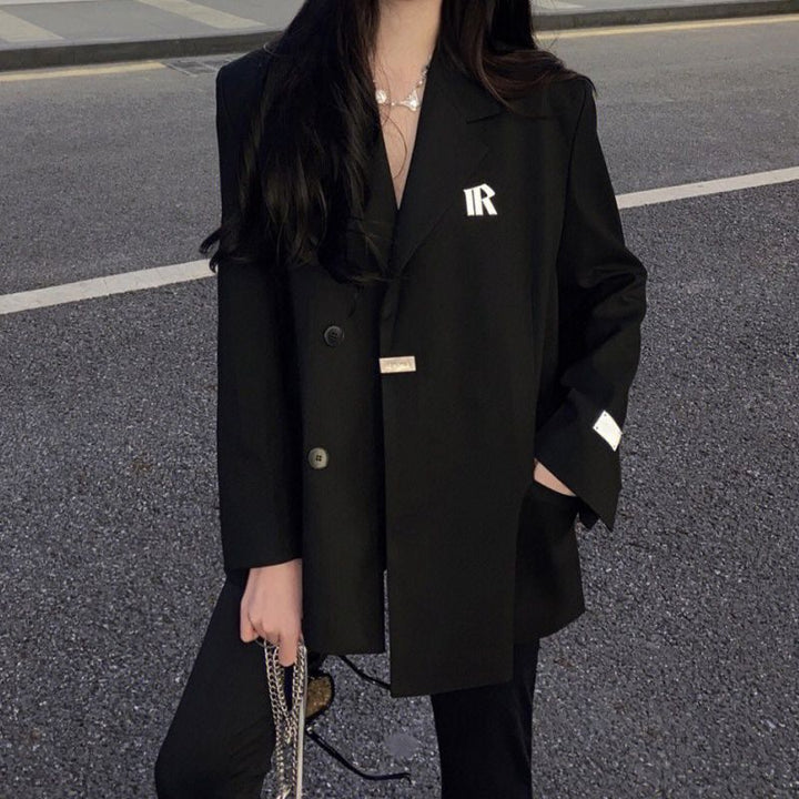 Damen Oversized Zweireiher-Blazer mit modernen Details Drune