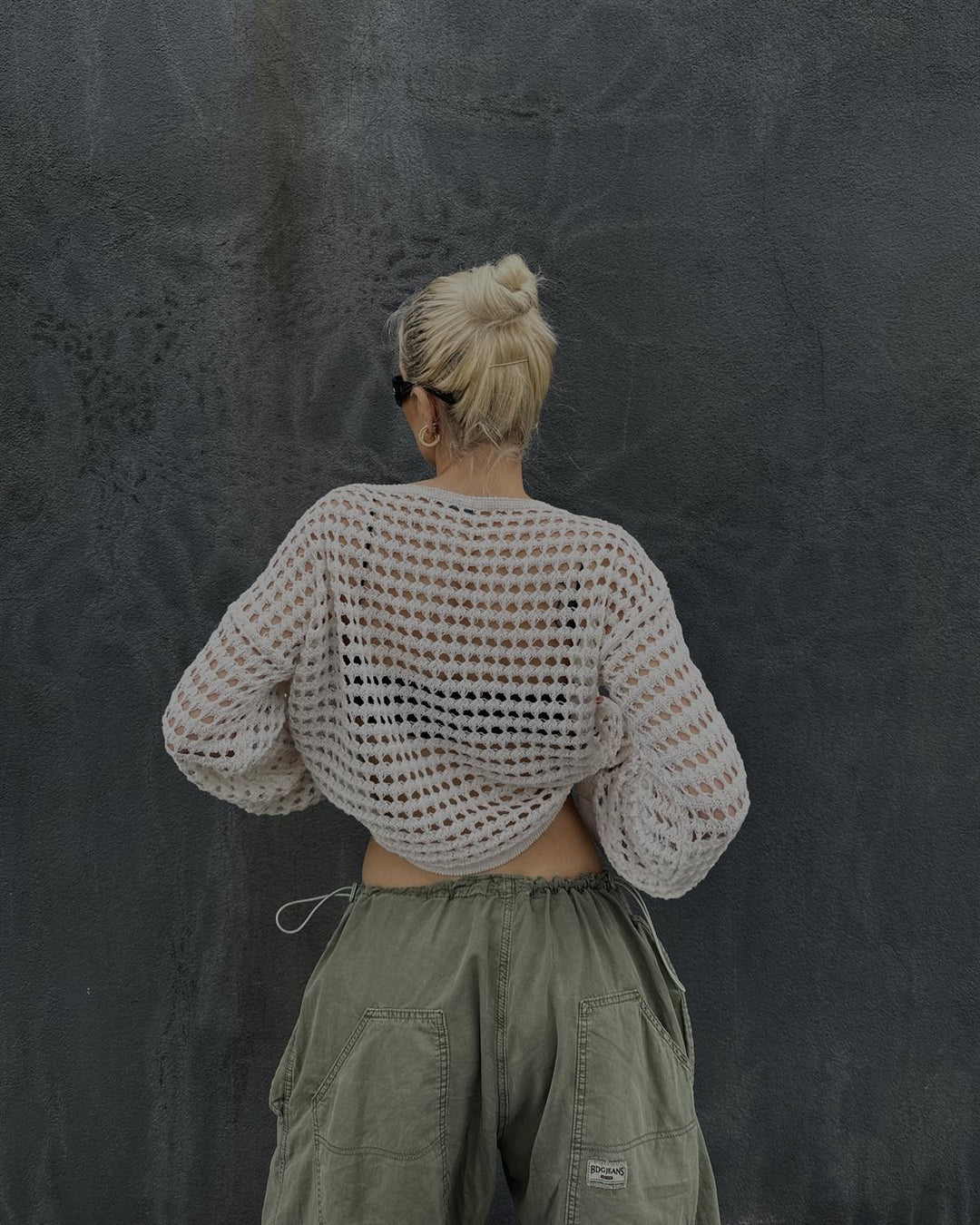 Damen luftiger Netzpullover Drune
