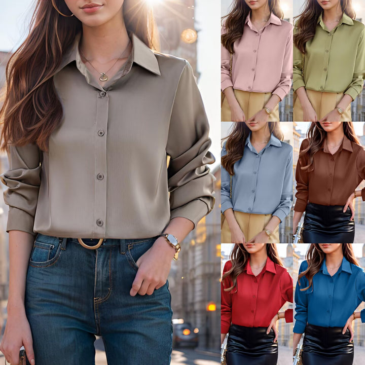 Damen Elegante und leichte Bluse mit komfortablem Schnitt und feinem Glanz Drune