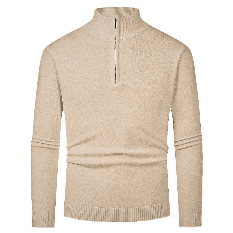 Herren Strickpullover mit hohem Kragen und halbem Reißverschluss Drune
