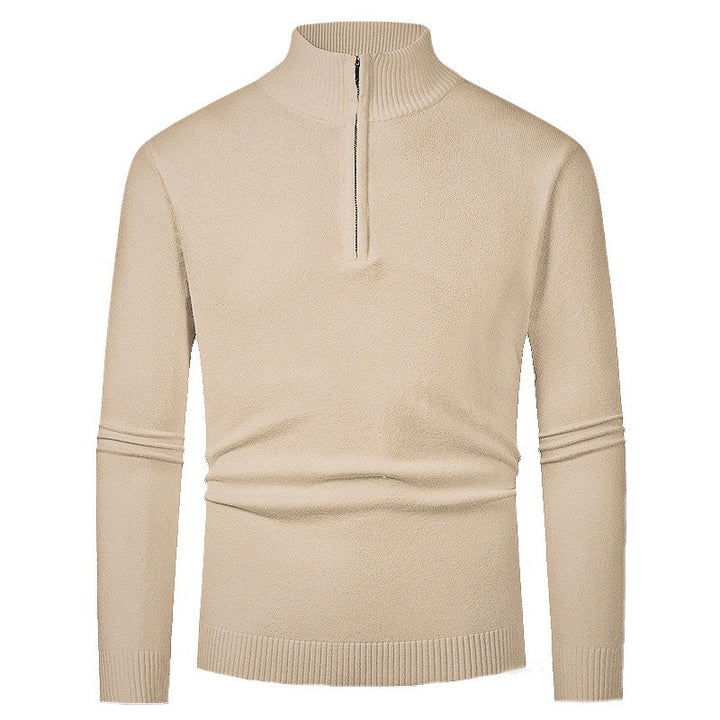 Herren Strickpullover mit hohem Kragen und halbem Reißverschluss Drune