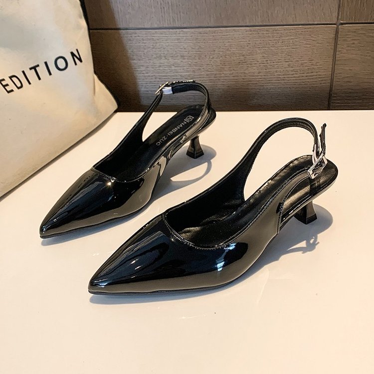 Damen Slingback-Pumps mit spitzer Kappe und glänzender Oberfläche Drune