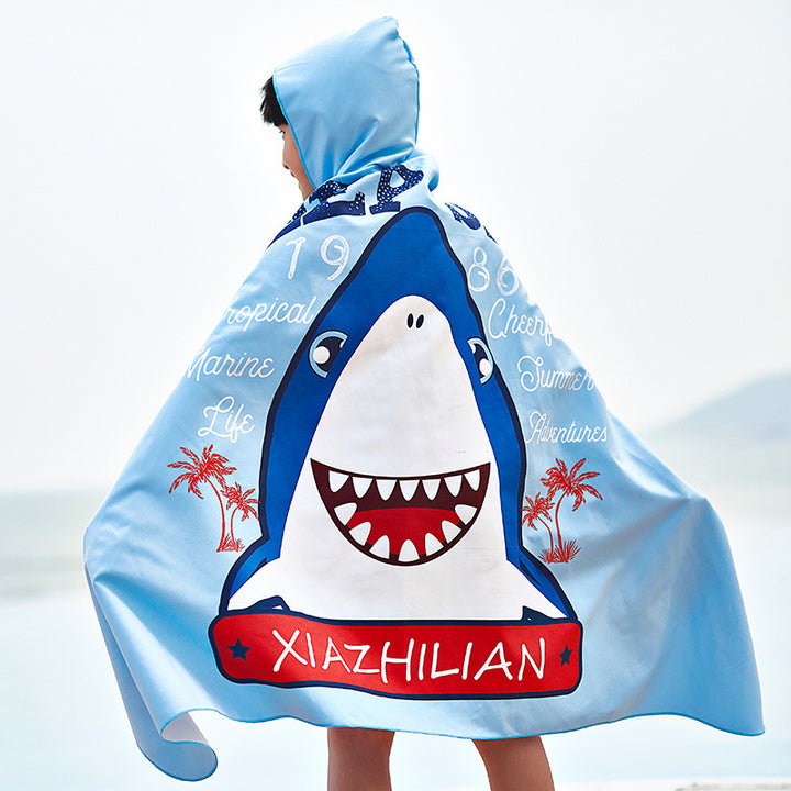 Unisex Strandponcho mit Hai-Motiv Drune