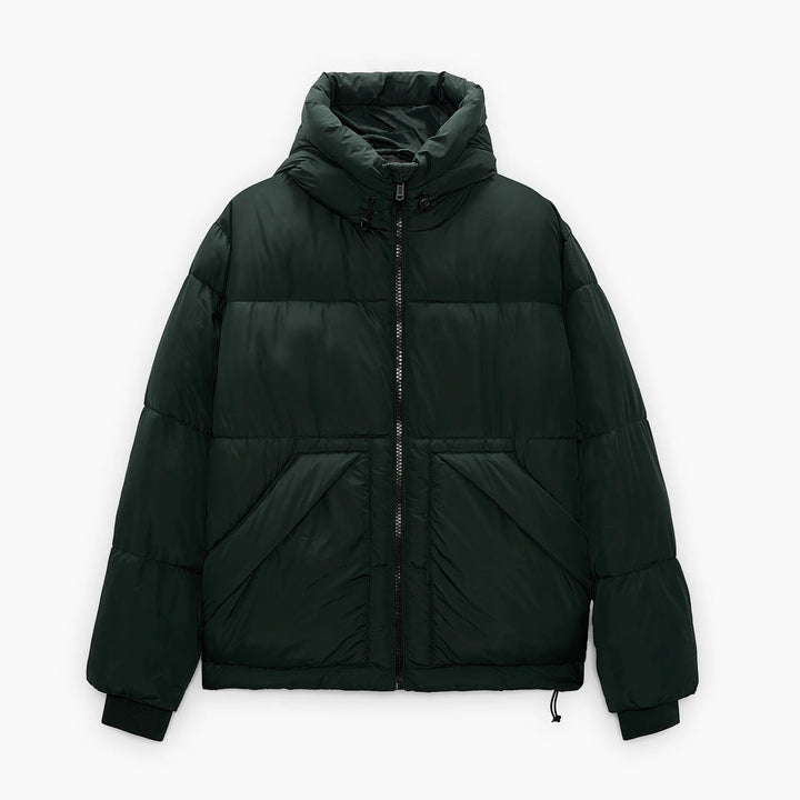 Herren gesteppte Winterjacke mit Kapuze und großzügigen Taschen Drune