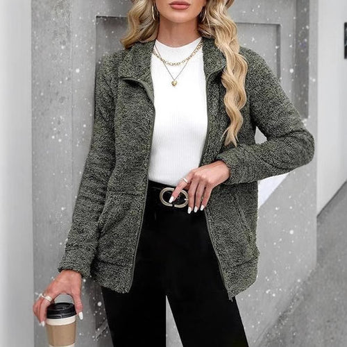 Damen Kuscheljacke mit durchgehendem Reißverschluss und weichem Plüschstoff Drune