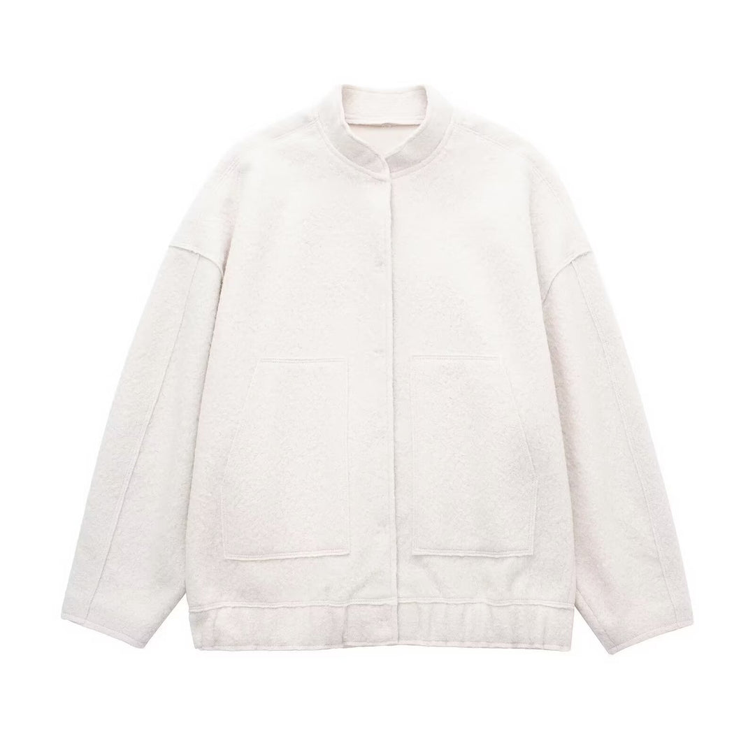 Damen Kuschelige Oversized-Jacke aus flauschigem Material mit praktischen Taschen Drune