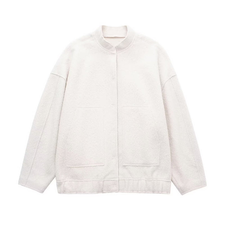 Damen Kuschelige Oversized-Jacke aus flauschigem Material mit praktischen Taschen Drune