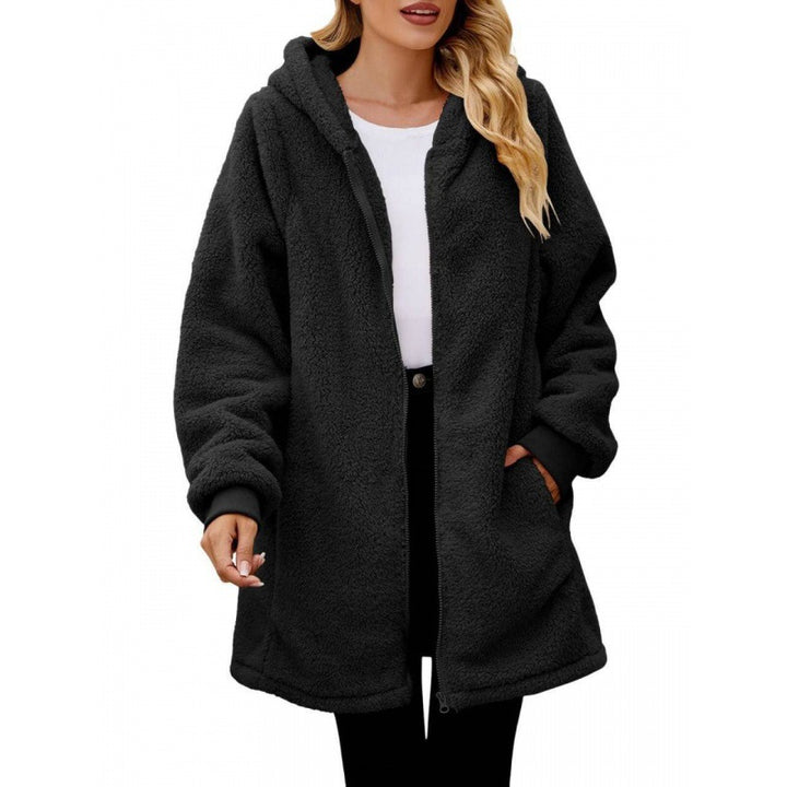 Damen weiche und kuschelige Fleecejacke mit Kapuze und Seitentaschen Drune