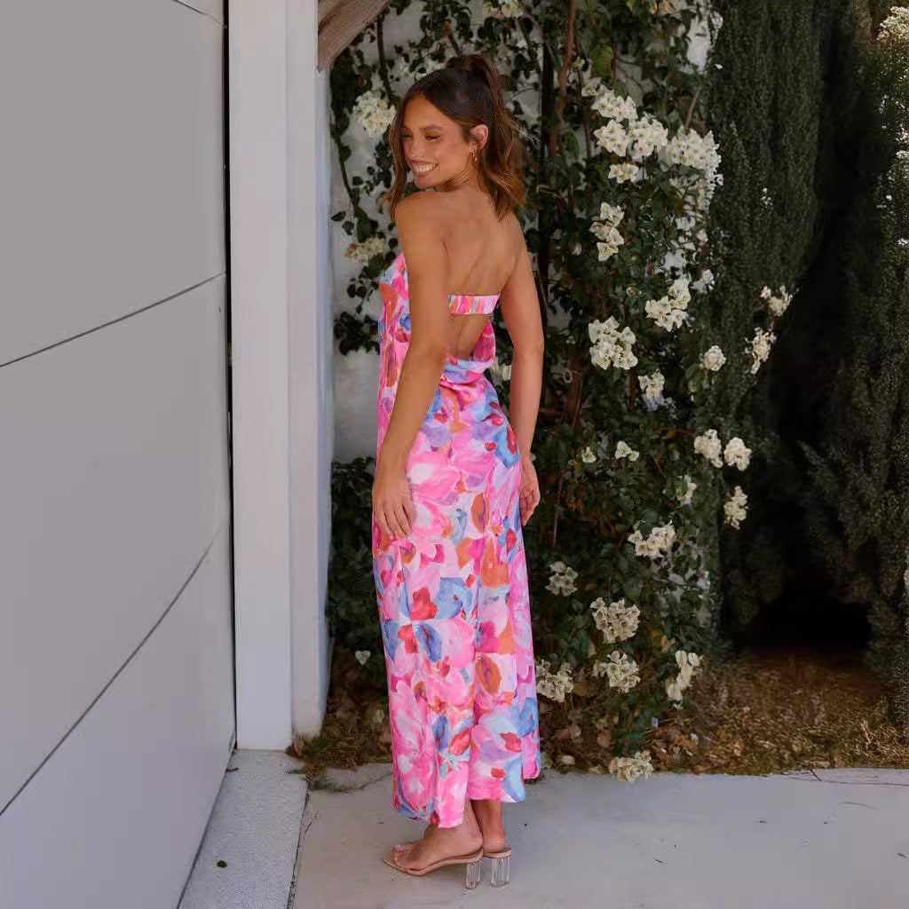 Damen Maxi-Kleid mit schulterfreiem Design und fließendem Schnitt Drune