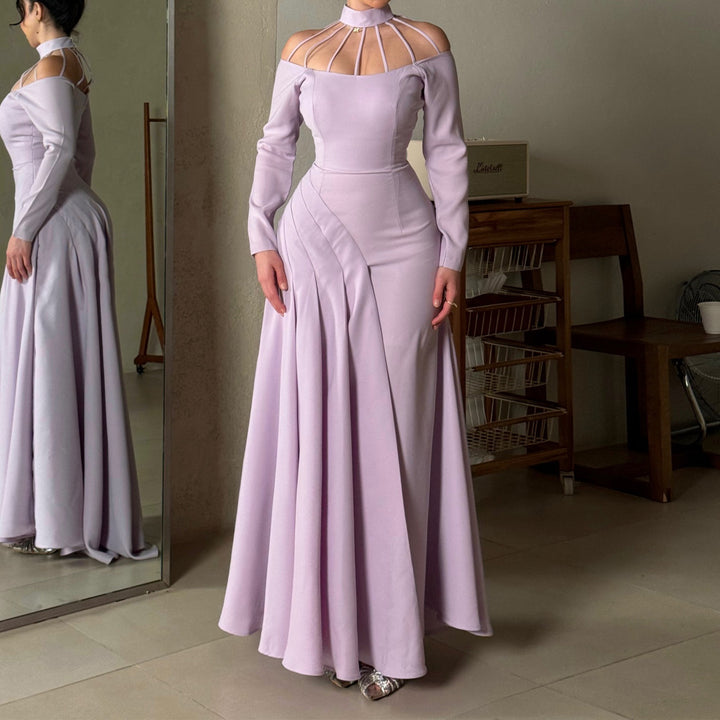 Damen elegantes Abendkleid mit strategischen Cut-Outs und fließendem Rock Drune