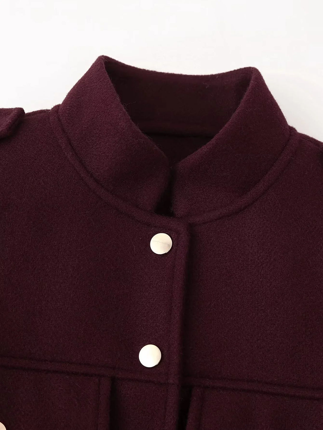 Damen kurze Militärjacke mit Taschen und dekorativen Knöpfen Drune